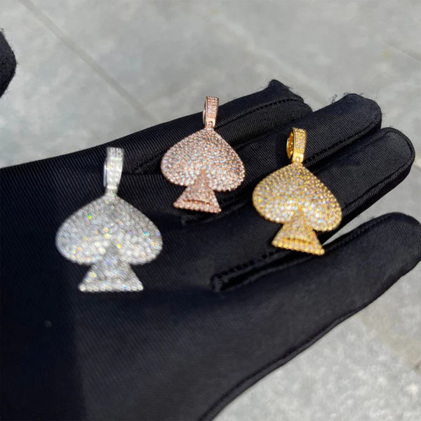 Lab Grown Diamond Round Cut Ace Of Spades Hip Hop Pendant