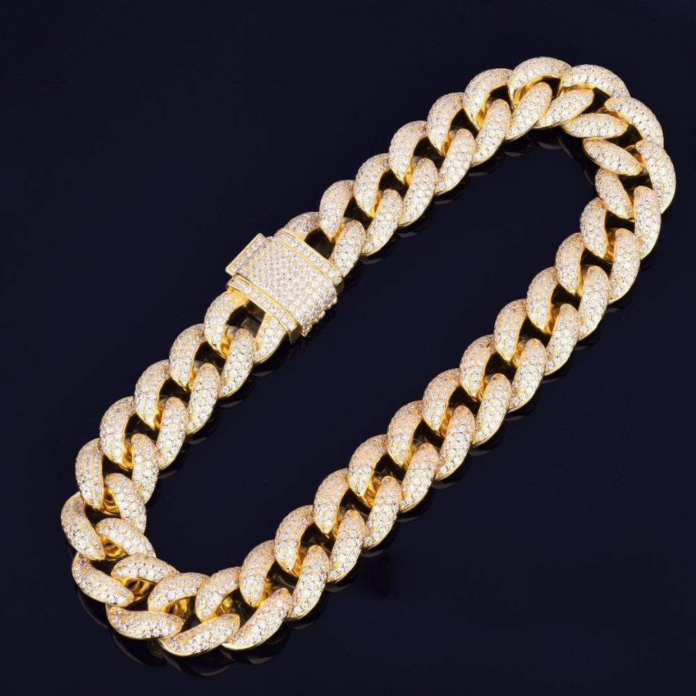 Lab Grown Diamond Round Cut Miami Link Chain For Men