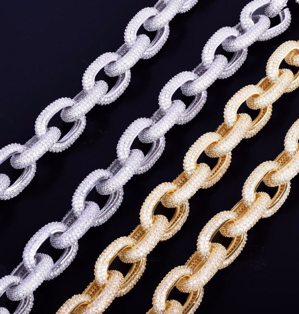 Round Cut Moissanite Rugged Rolo Link Hip Hop Bracelet