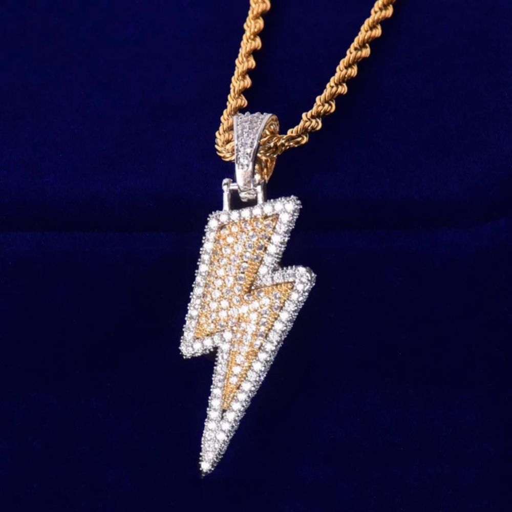 Men's Wear Round Cut Lab Grown Diamond Lightning Strike Pendant
