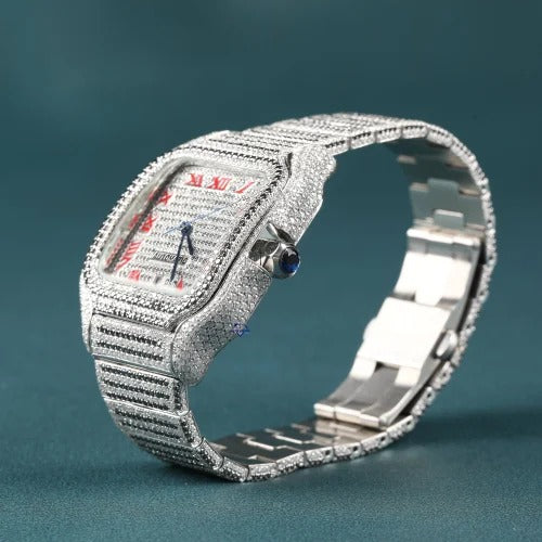 Fully Iced Out Cartier Moissanite Diamond Hip Hop Luxury Watches for Men's Gifts