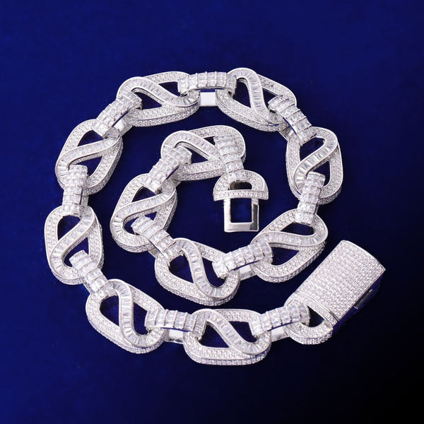 Round & Baguette Cut Lab Grown Diamond Classic Cuban Chain