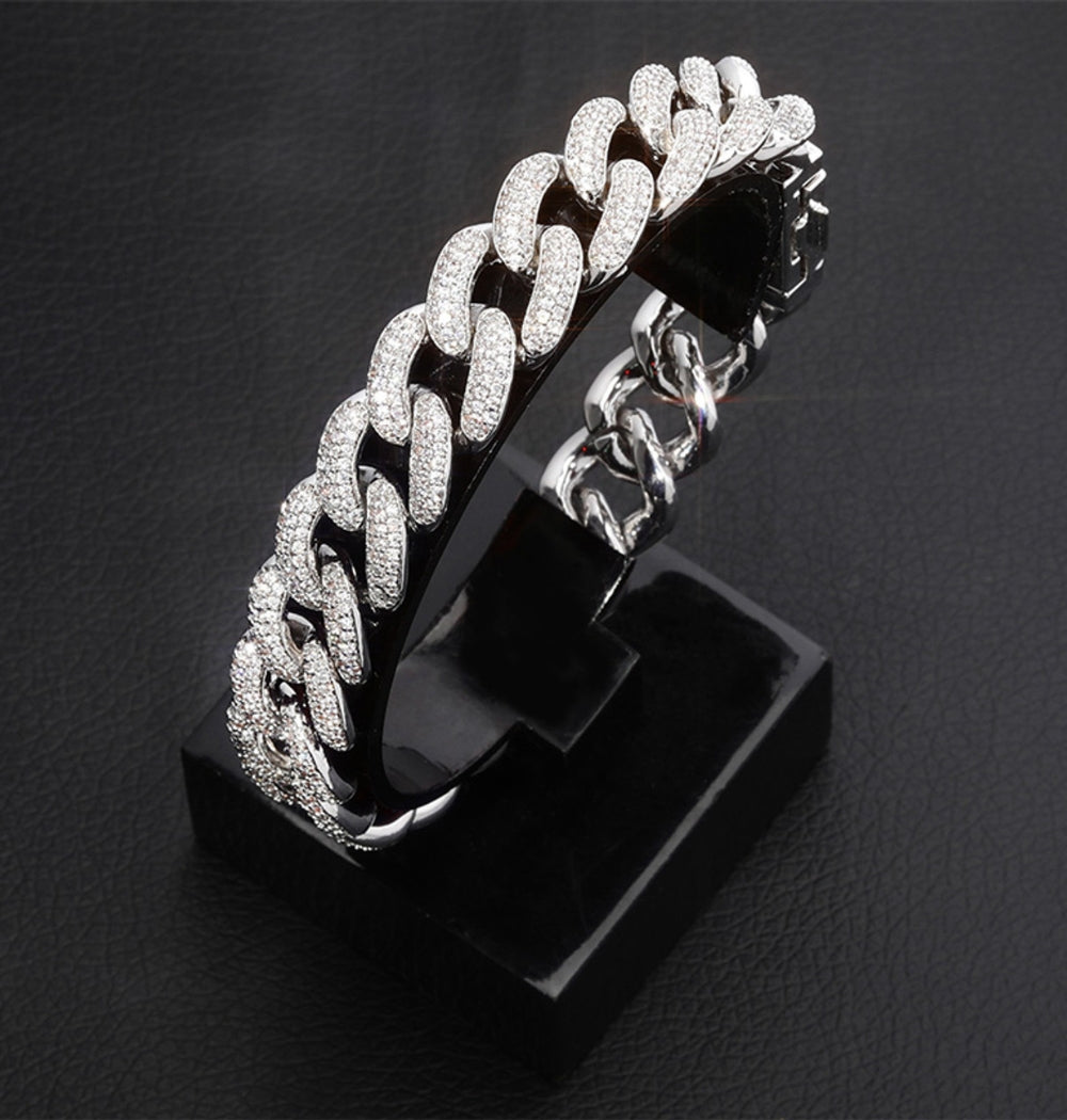 Round Brilliant Cut Moissanite Cuban Link Hip Hop Bracelet