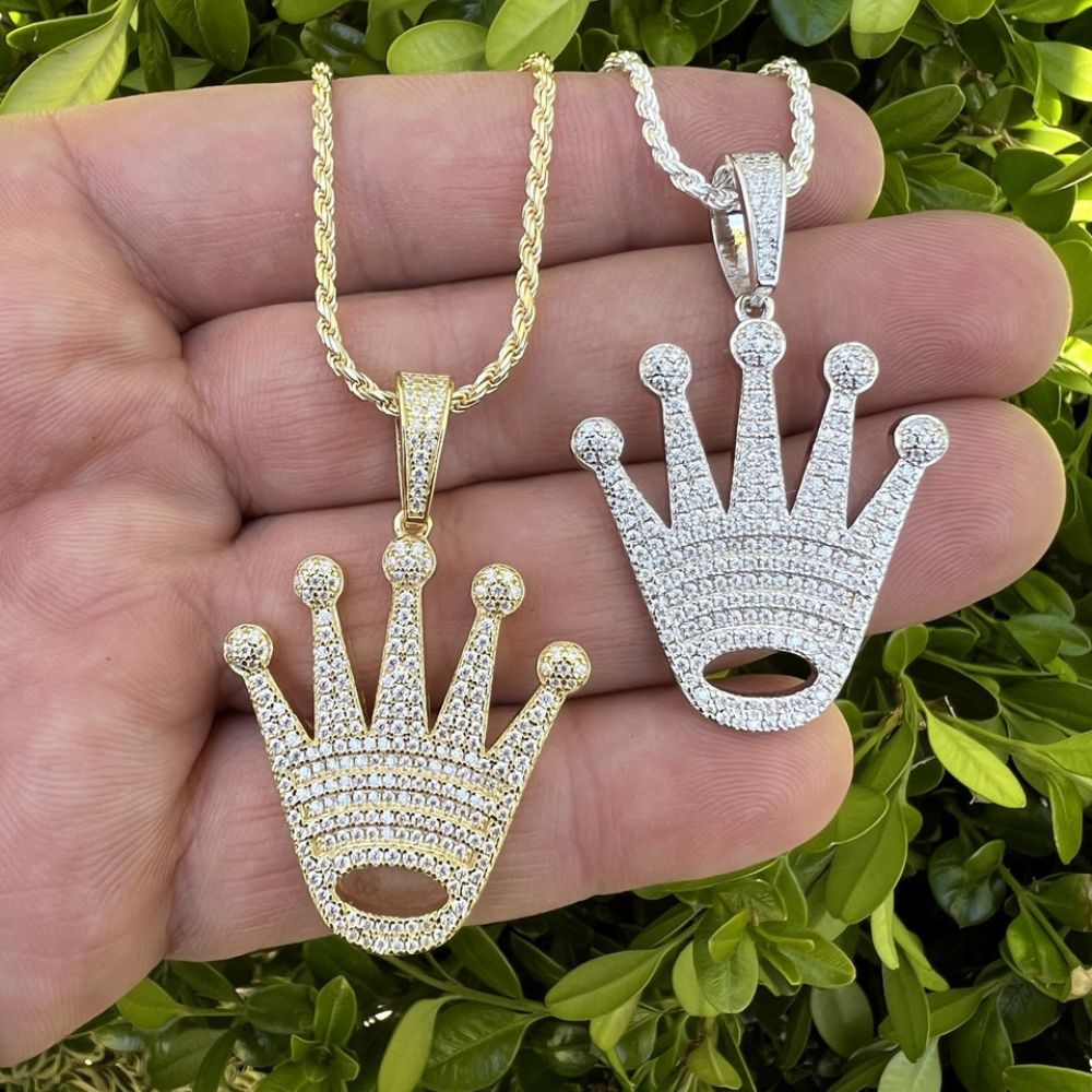 Iced Out Moissanite Diamond Crown Hip Hop Pendant