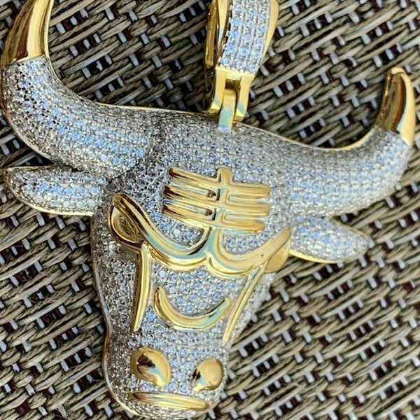 Bull Head Iced Out Moissanite Diamond Hip Hop Pendant