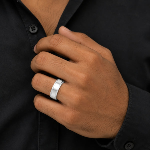Round Cut Lab Grown Diamond Pave Set Wedding Band For Men