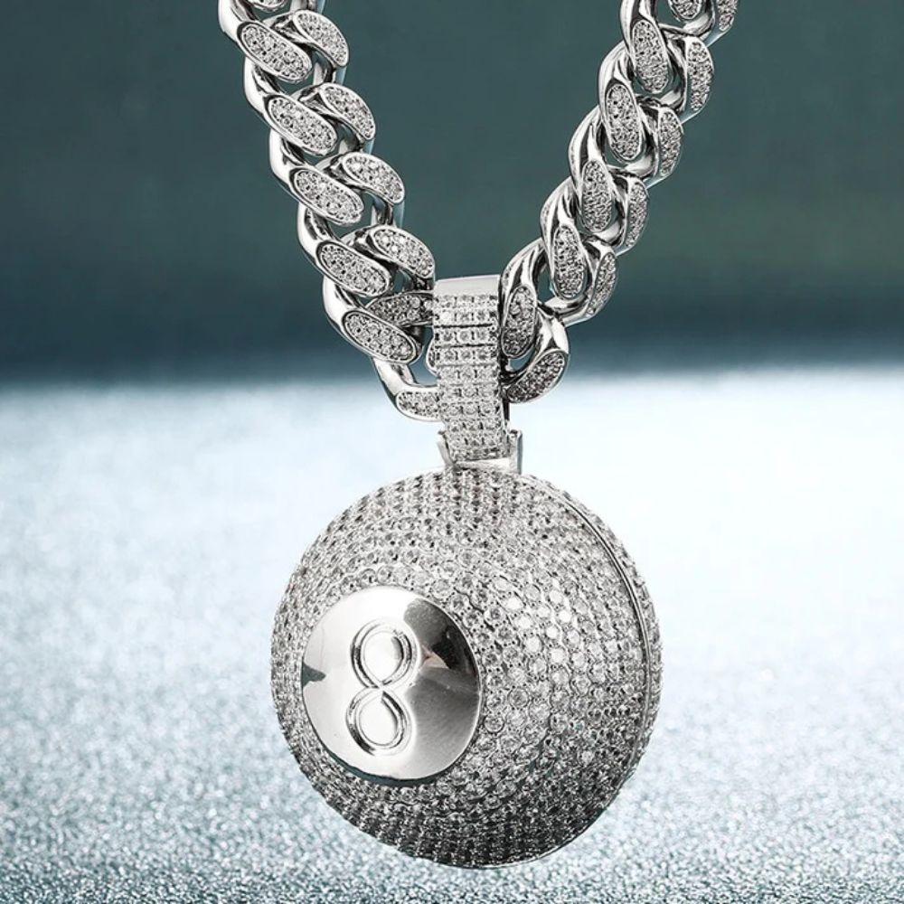 Iced Out Moissanite 8 Ball Hip Hop Pendant