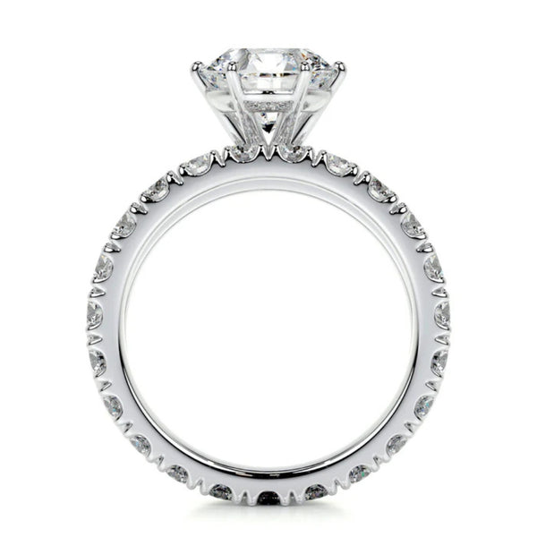 Round Cut Pave Set Moissanite  Bridal Ring Set