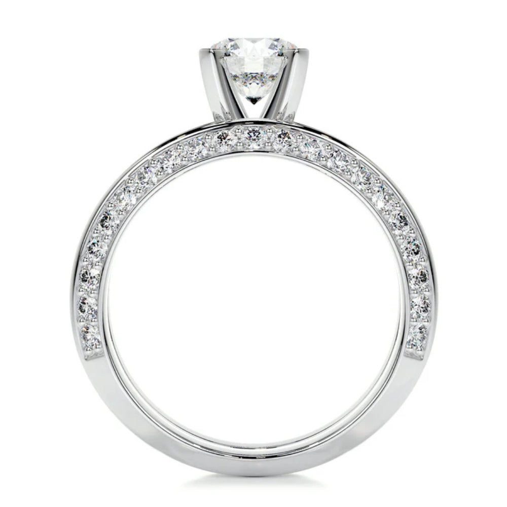 Round Cut Moissanite Knief Edge Style Wedding Ring Set