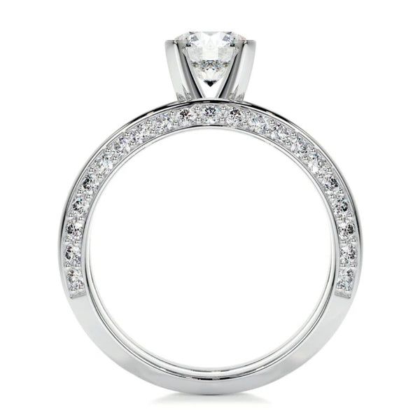 Round Cut Moissanite Knief Edge Style Wedding Ring Set