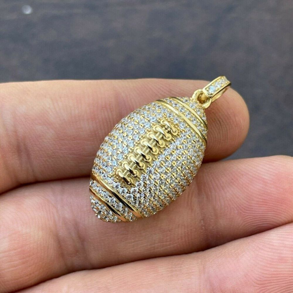 Football Iced Out Moissanite Rapper Style Hip Hop Pendant