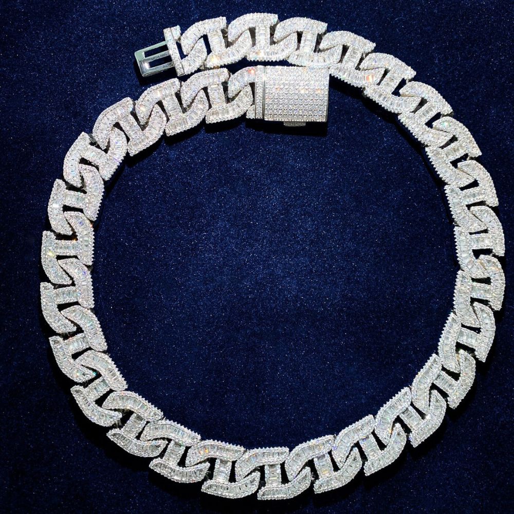 Baguette Cut Lab Grown Diamond Mariner Link Chain