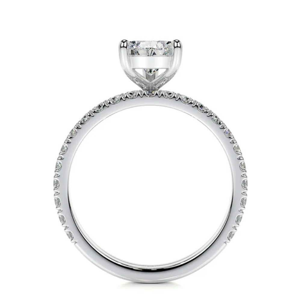 Colorless Moissanite Pear Cut Pave Set Wedding Ring Set