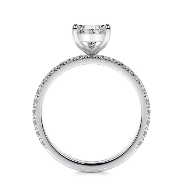Colorless Moissanite Pear Cut Pave Set Wedding Ring Set