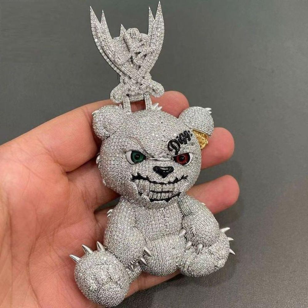 Iced Out Moissanite Diamond Angry Bear Hip Hop Pendant