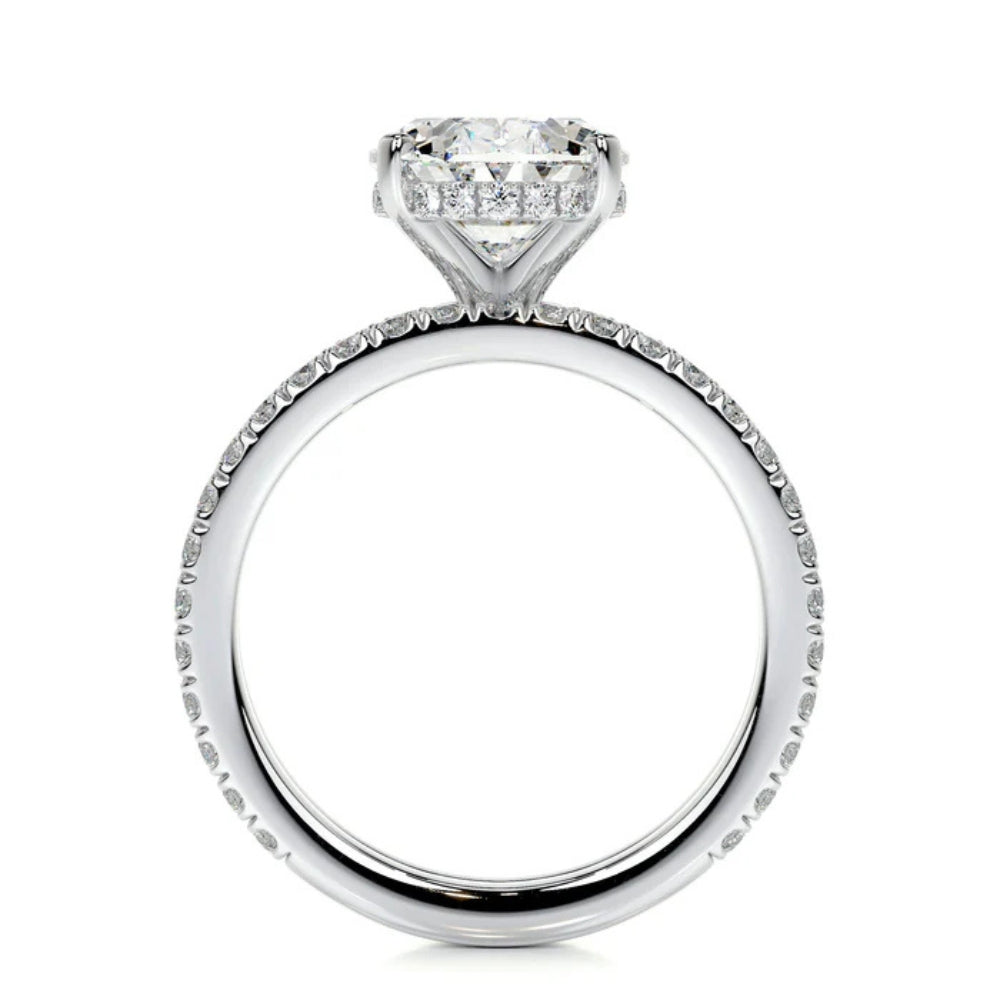 Oval Cut Moissanite Hidden Halo Bridal Ring Set