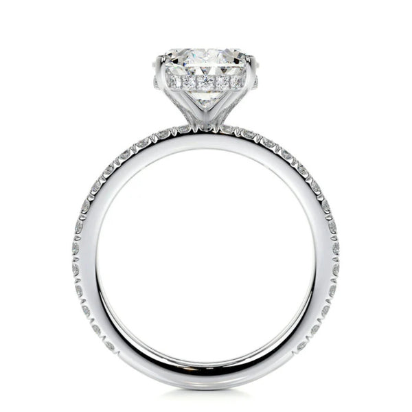 Oval Cut Moissanite Hidden Halo Bridal Ring Set