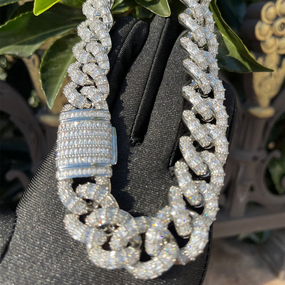 Baguette Cut Lab Grown Diamond Cuban Link Chain