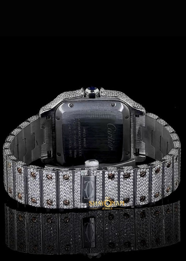 Iced Out Moissanite Diamond Dual Tone Hip Hop Wrist Watch Gift For Him