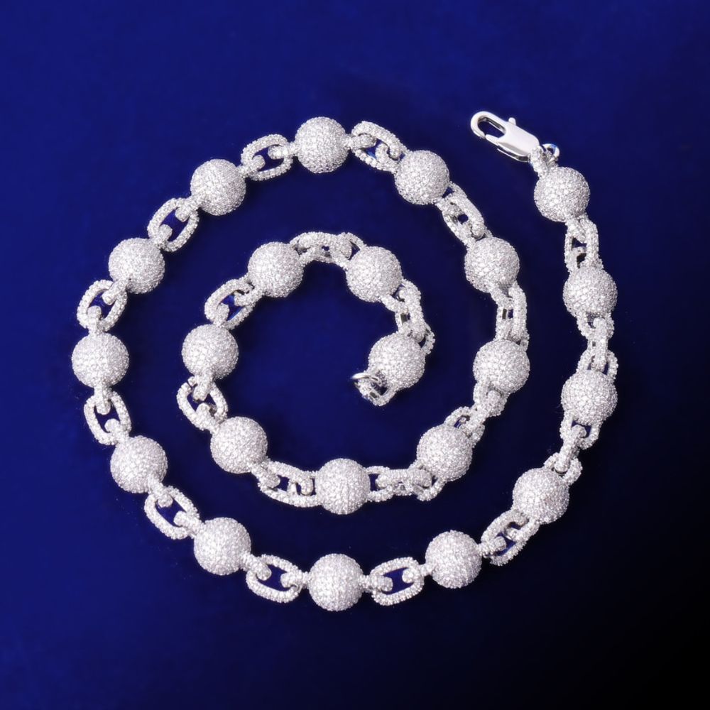Round Cut Lab Grown Diamond Ball Link Chain For Men