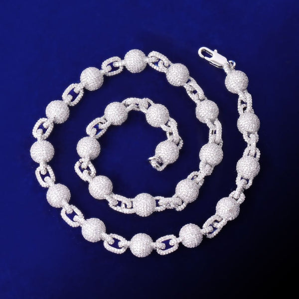 Round Cut Lab Grown Diamond Ball Link Chain For Men