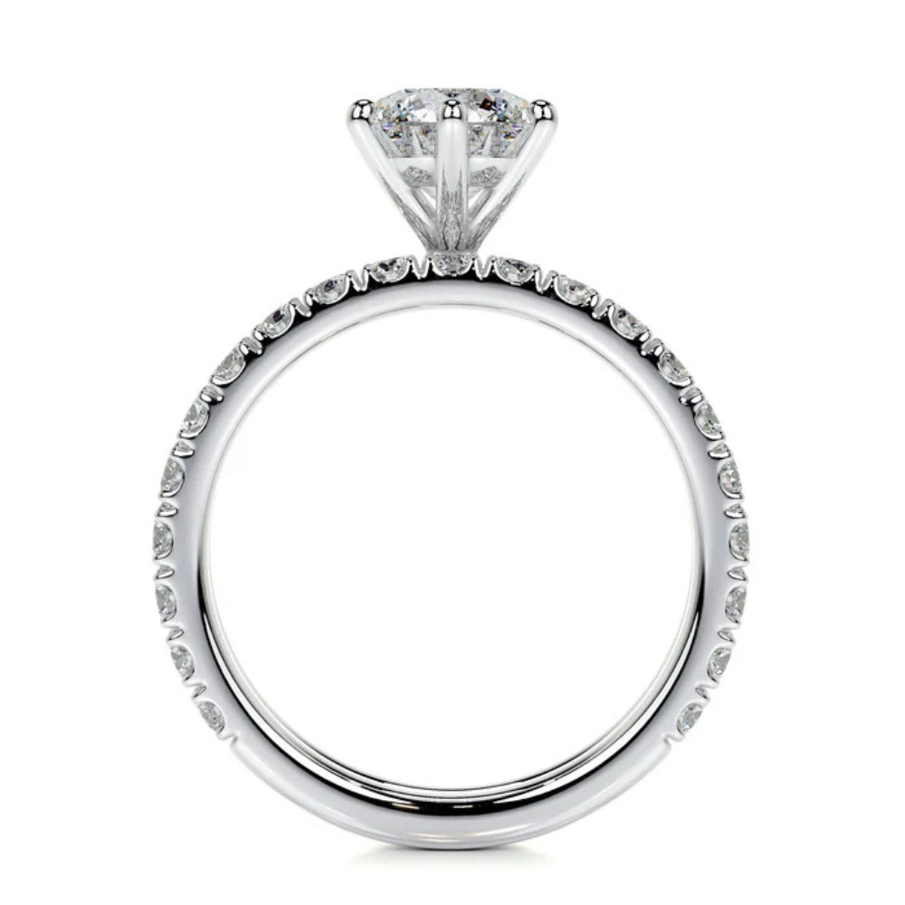 Round Cut Pave Set Moissanite Ring Set For Wedding