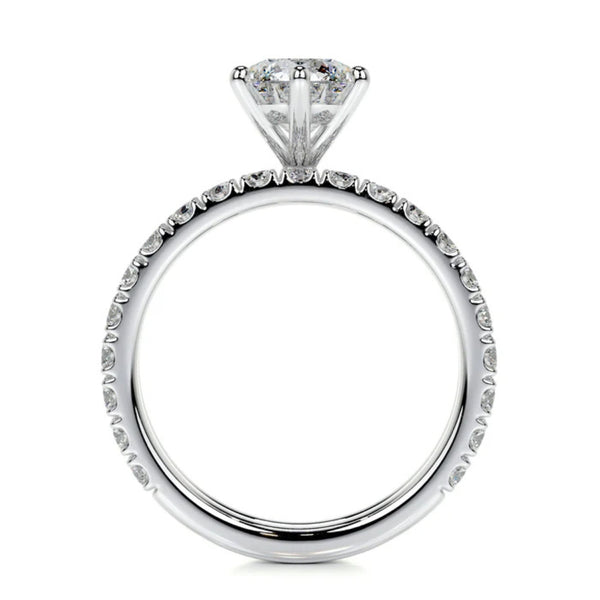 Round Cut Pave Set Moissanite Ring Set For Wedding
