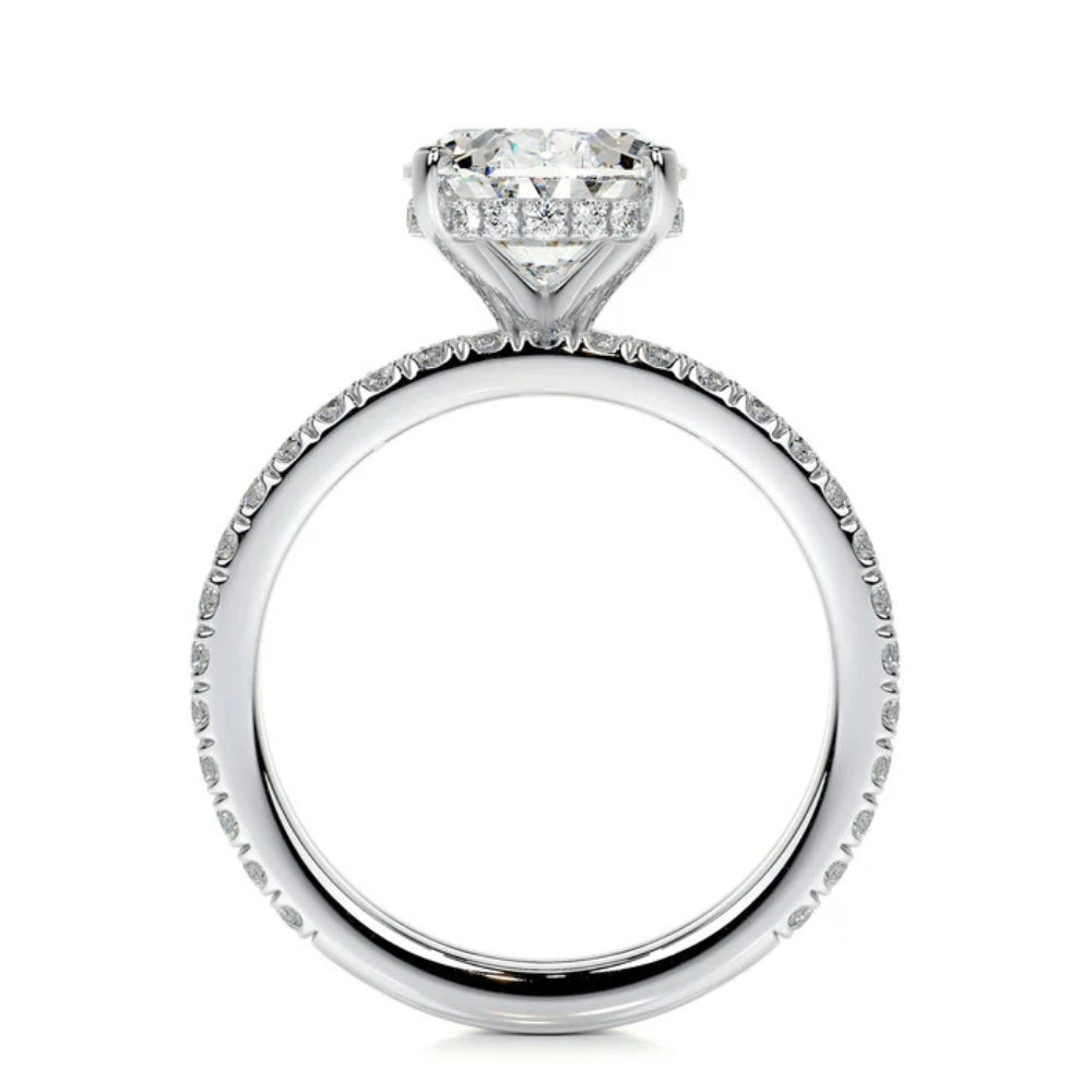 Oval Cut Moissanite Hidden Halo Bridal Ring Set