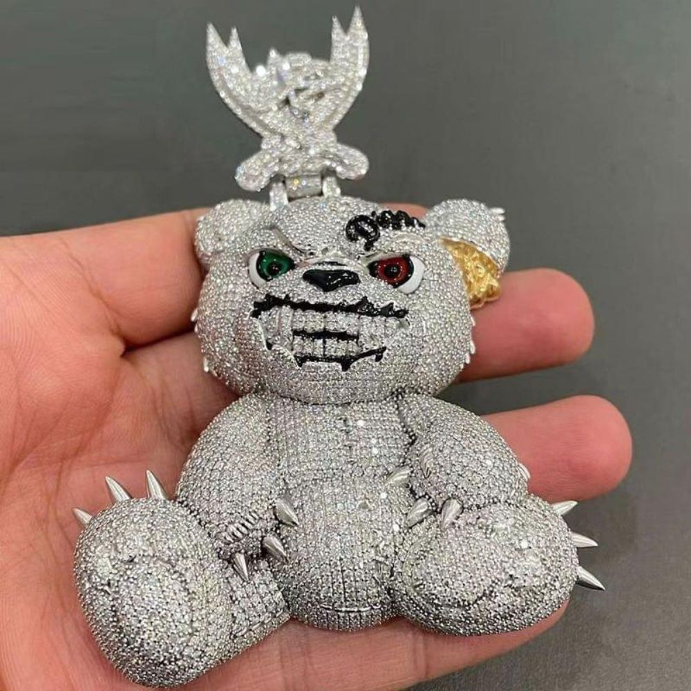 Iced Out Moissanite Diamond Angry Bear Hip Hop Pendant