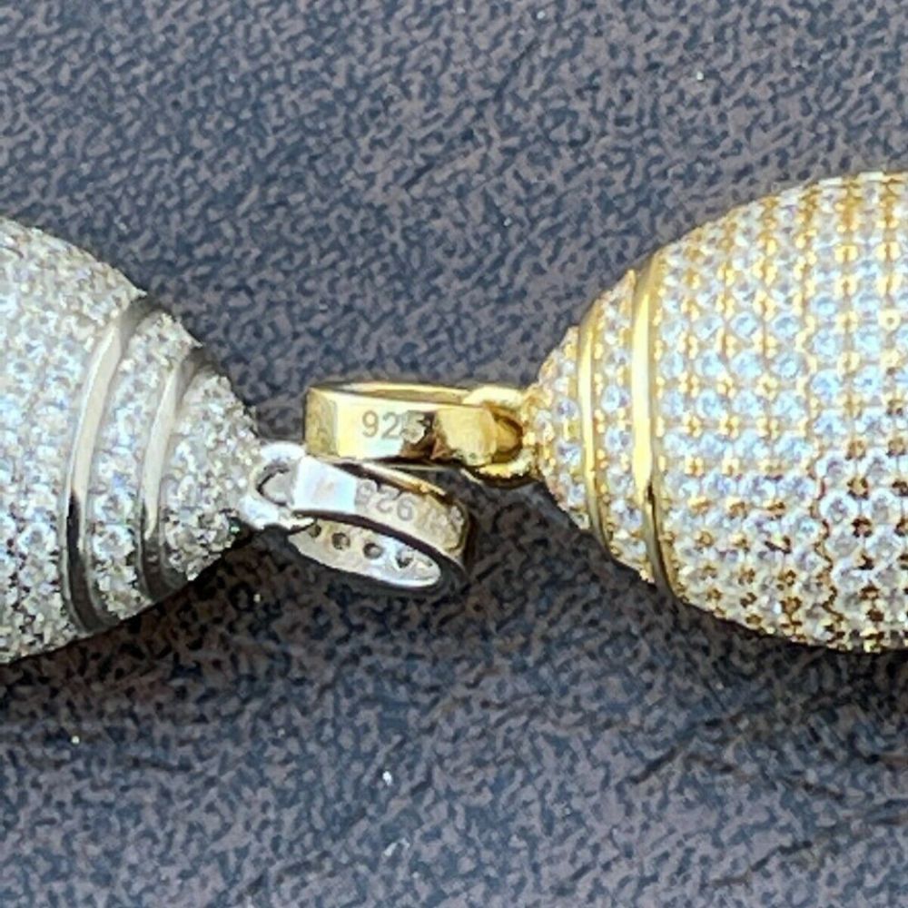 Football Iced Out Moissanite Rapper Style Hip Hop Pendant