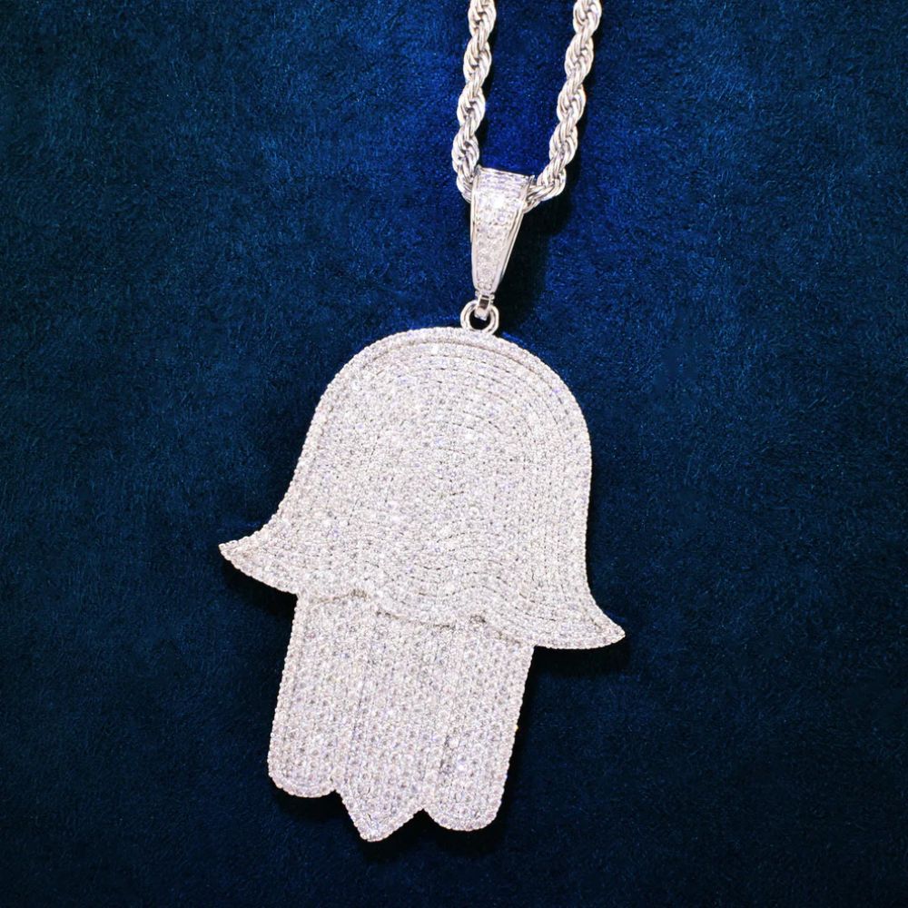 Iced Out Moissanite Hamsa Hand Hip Hop Pendant