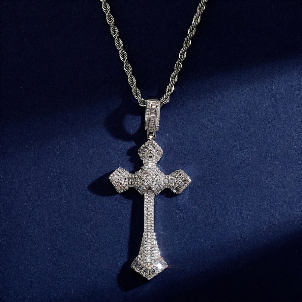 Moissanite Diamond Iced Out Cross Pendant For Men's