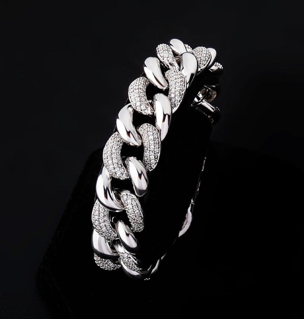 Men's Wear Moissanite Half Iced Miami Cuban Link Hip Hop Bracelet