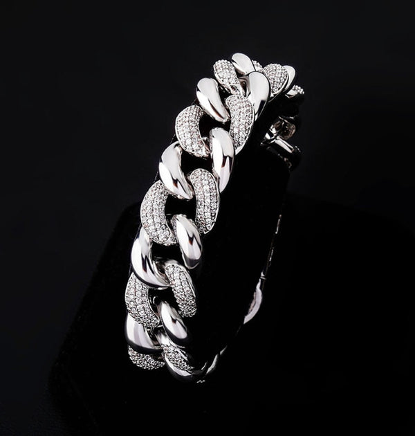 Men's Wear Moissanite Half Iced Miami Cuban Link Hip Hop Bracelet