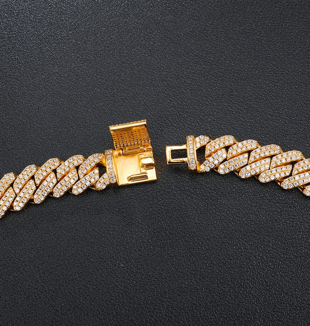 Moissanite Round Cut Cuban Link Men's Hip Hop Bracelet