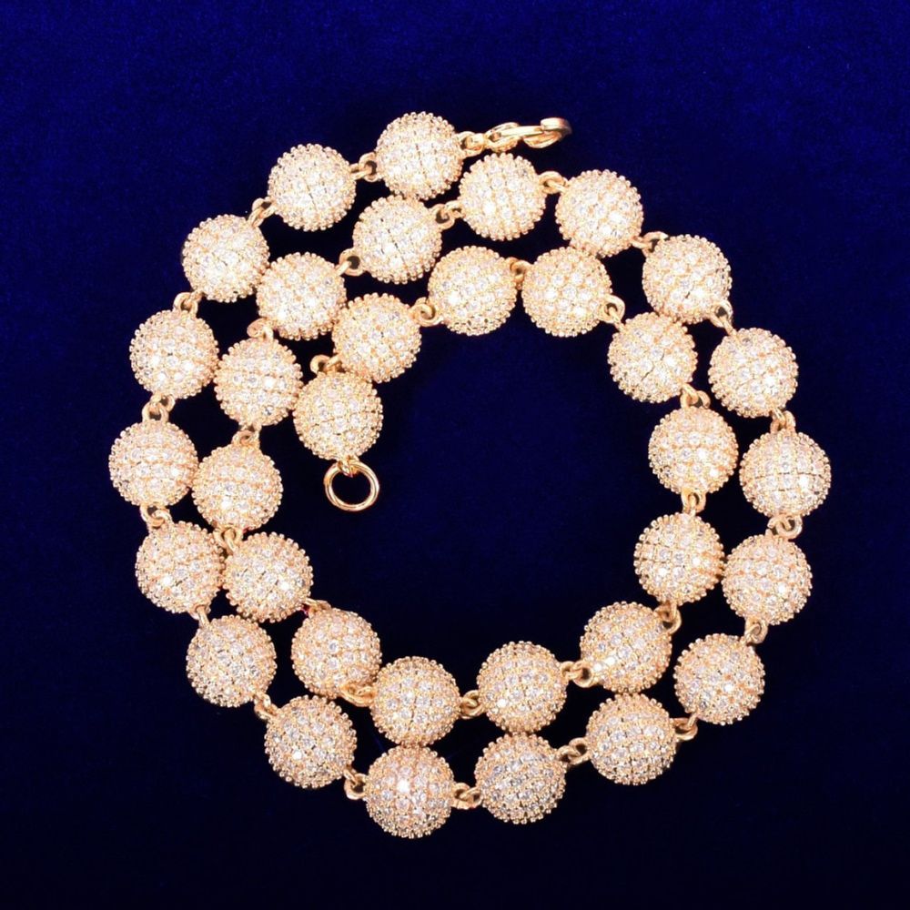 Round Cut Lab Grown Diamond Ball Style Link Chain