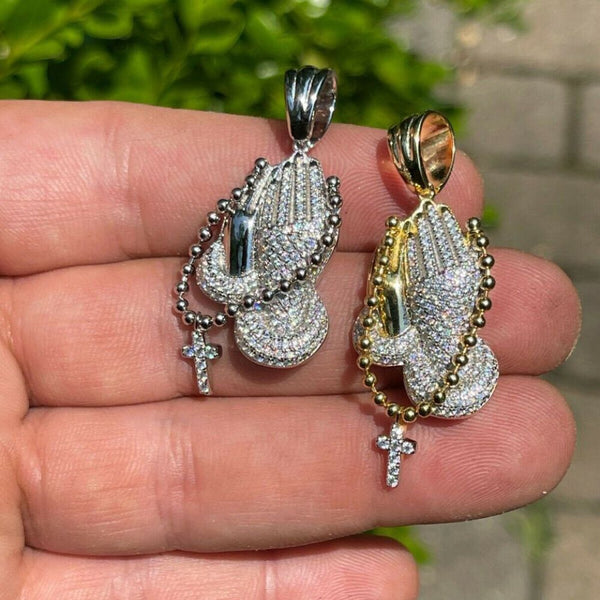 Moissanite Diamond Praying Hand Iced Out Unique Hip Hop Pendant