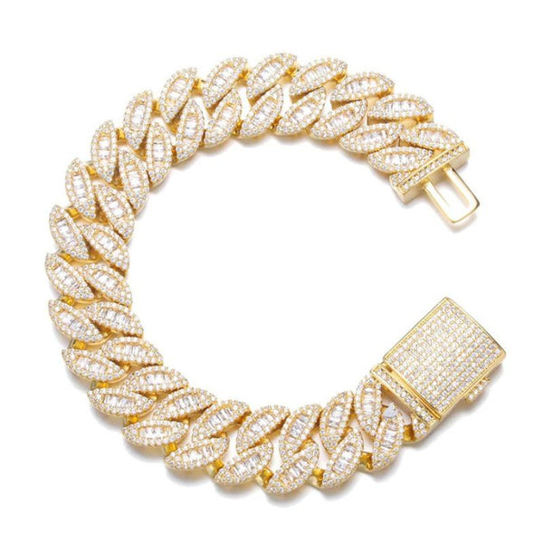 Baguette Cut Moissanite Iced Out Cuban Link Hip Hop Chain