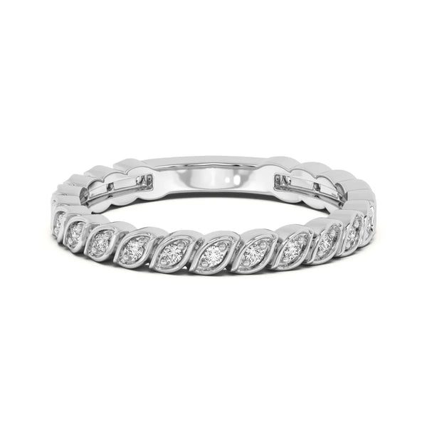 Round Cut Leaf Style Matching Wedding Band