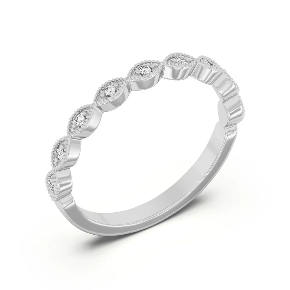 Round Cut Moissanite Filligree Half Eternity Promise Band