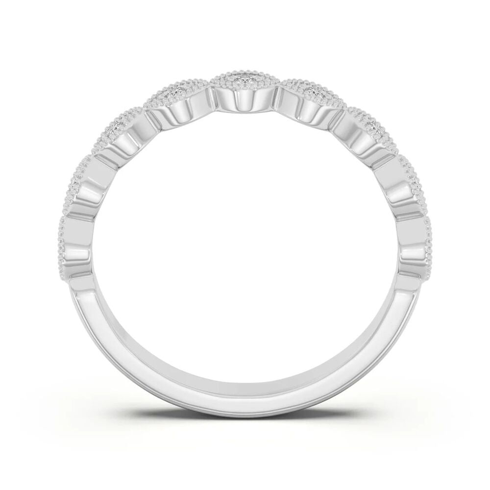 Round Cut Moissanite Filligree Half Eternity Promise Band