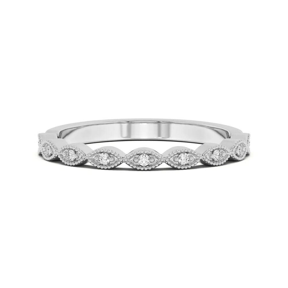 Round Cut Moissanite Filligree Half Eternity Promise Band