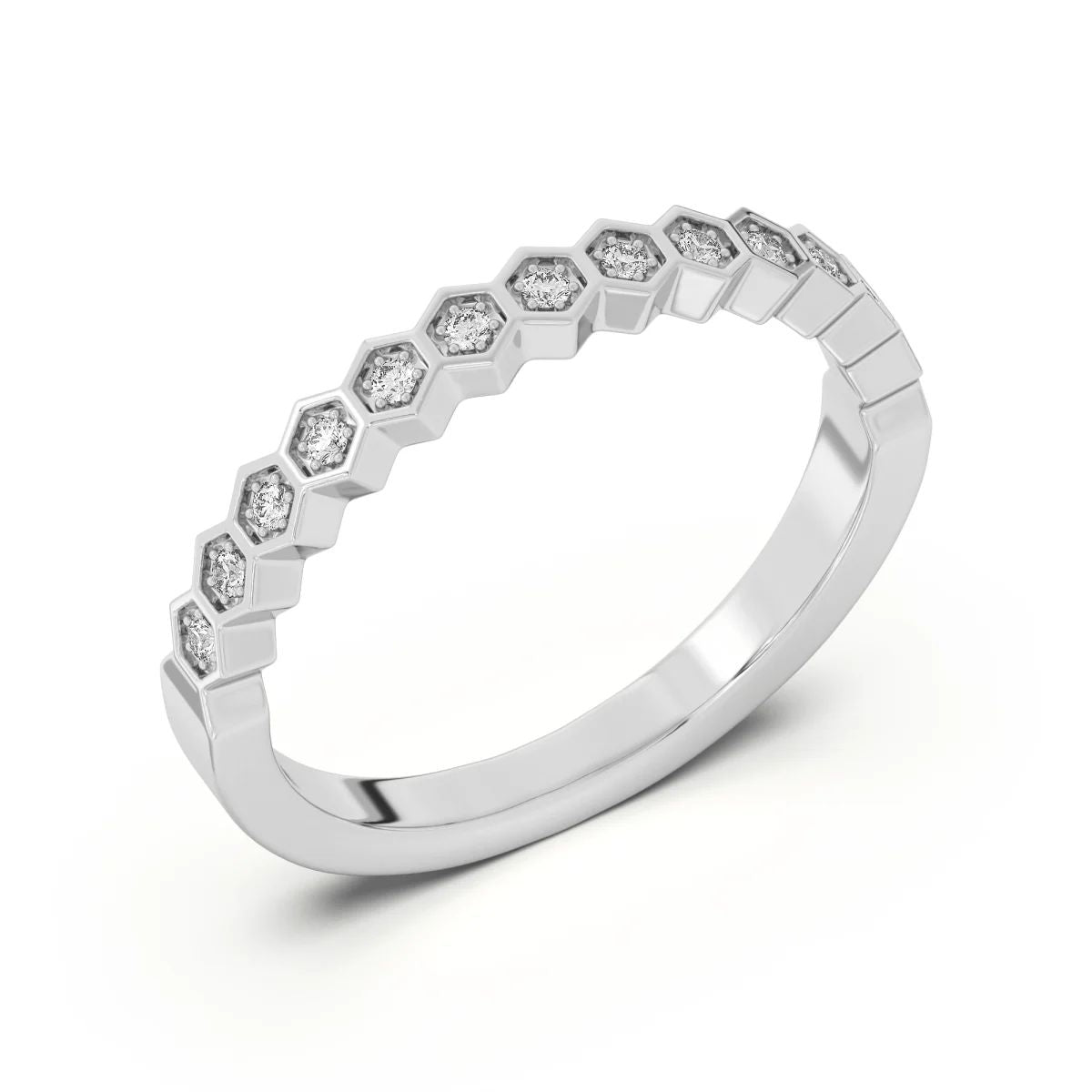 Hexagon Half Eternity Wedding Band