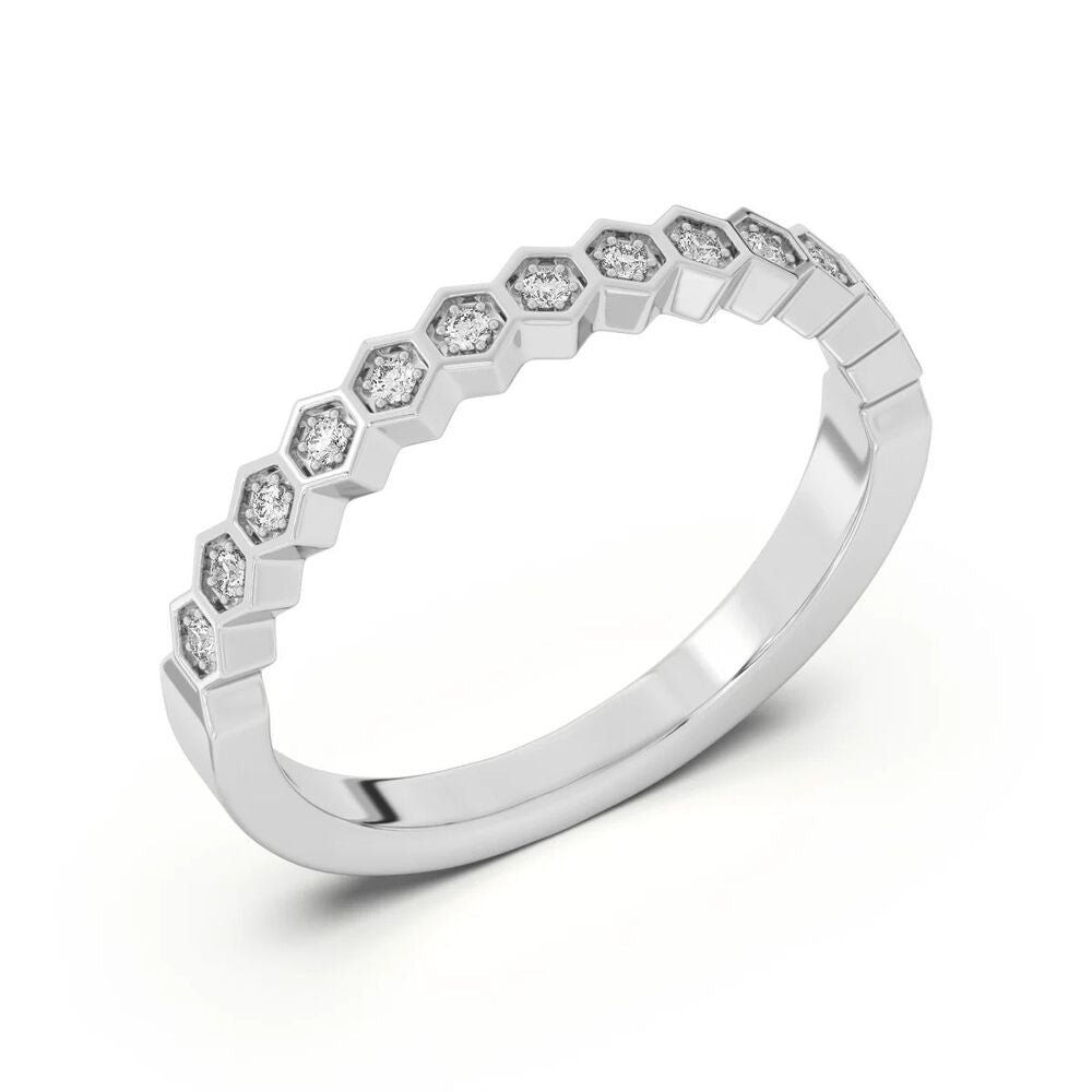 Moissanite Round Cut Unique Style Promise Band For Women