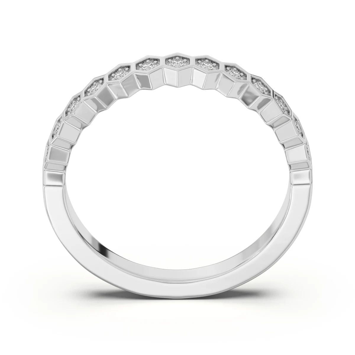 Hexagon Half Eternity Wedding Band