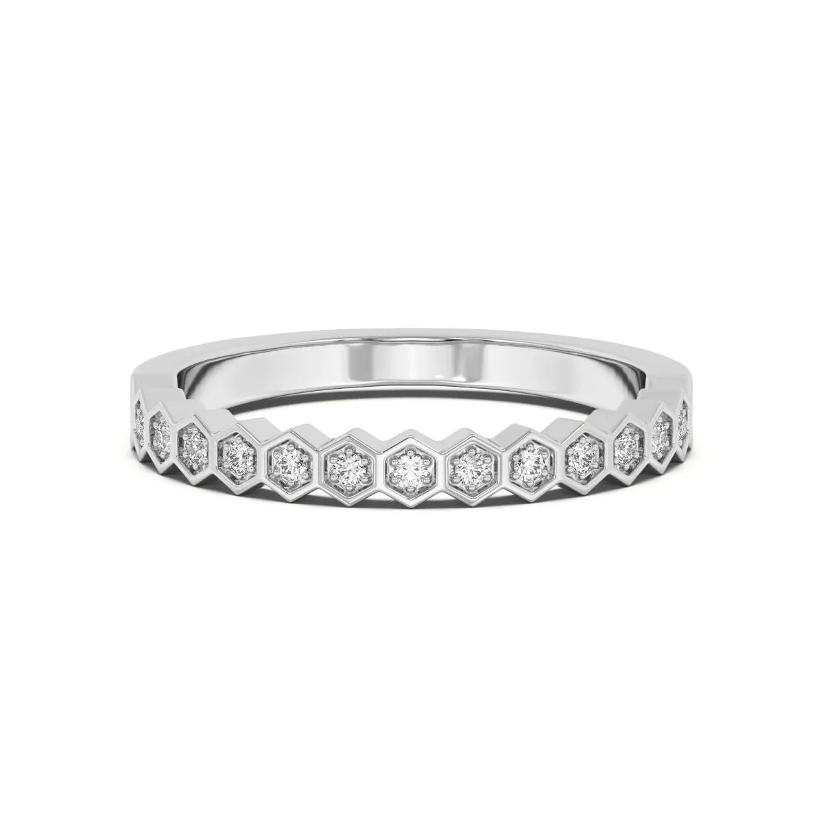 Hexagon Half Eternity Wedding Band