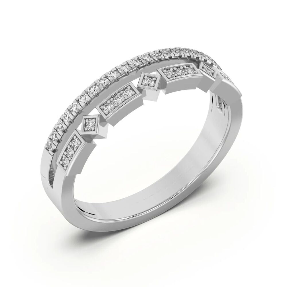 Round Cut Unique Style Moissanite Wedding Ring