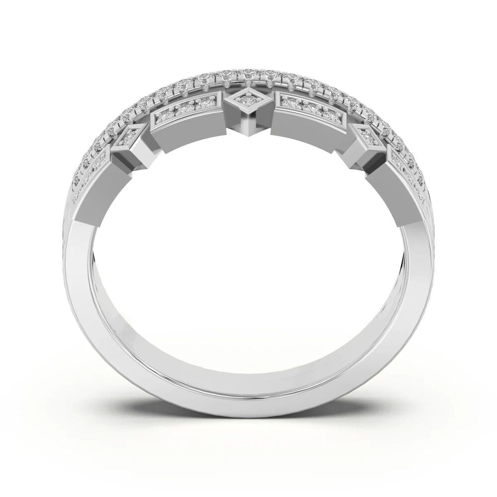 Round Cut Unique Style Moissanite Wedding Ring