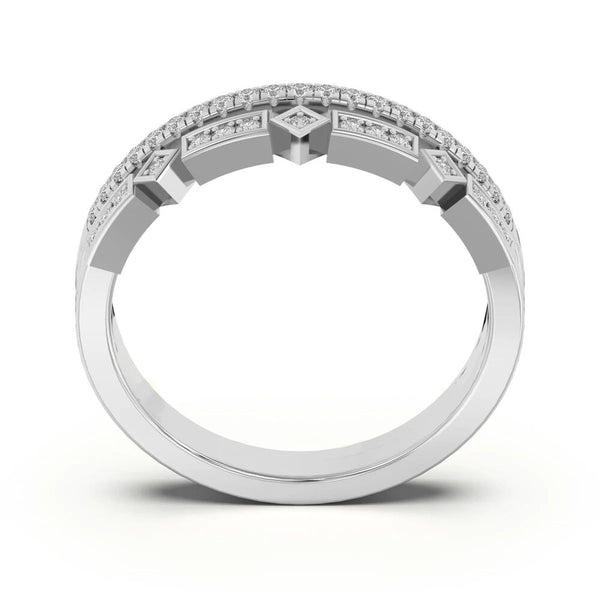 Round Cut Unique Style Moissanite Wedding Ring