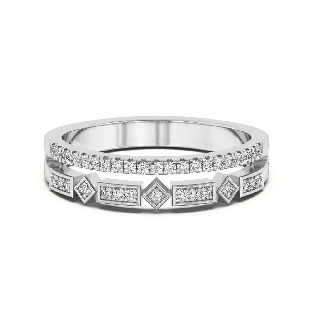 Round Cut Unique Style Moissanite Wedding Ring